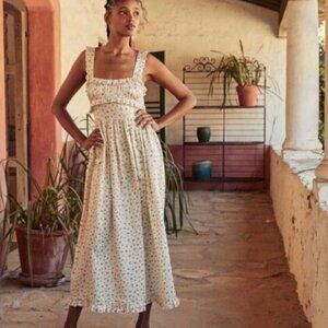 DOEN XL Insbrook Dress Cottage Breeze Floral Silk Satin Maxi Dress NWT $…